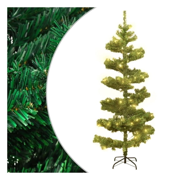 Swirl Pre-lit Christmas Tree with Stand Green 6 ft PVC