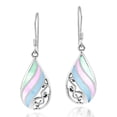 thumbnail image 1 of Swirl Rainbow Teardrop Multi-Blue Shell Sterling Silver Dangle Earings, 1 of 5