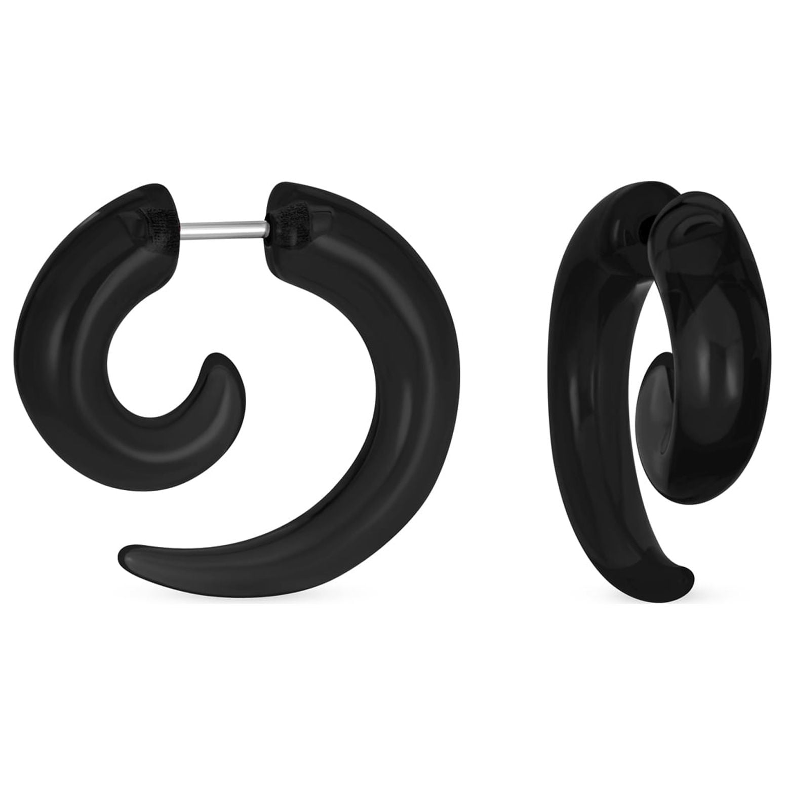 Spiral Faux Ear Plug Taper Earrings Surgical Steel Glow in Dark