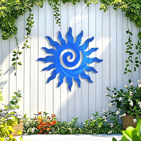 Swirl Sun Metal Wall Art Decor, Multi-Color Iron Sunburst Hanging Ornament for Indoor Outdoor Garden Patio Home Decor