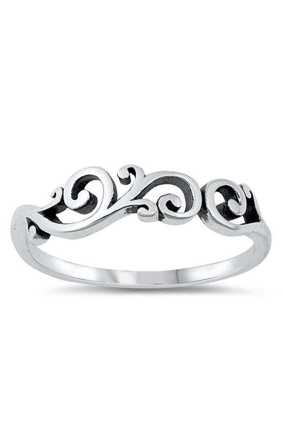 Swirl Vintage Oxidized Ring .925 Sterling Silver Band Jewelry Female Male Unisex Size 5