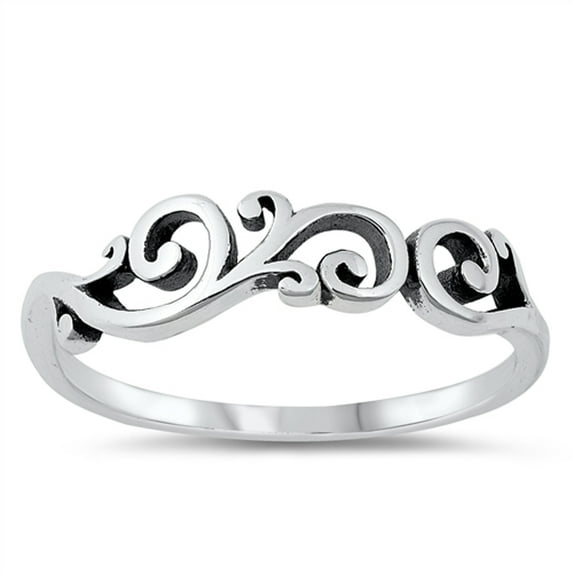 Swirl Vintage Oxidized Ring .925 Sterling Silver Band Jewelry Female Male Unisex Size 9