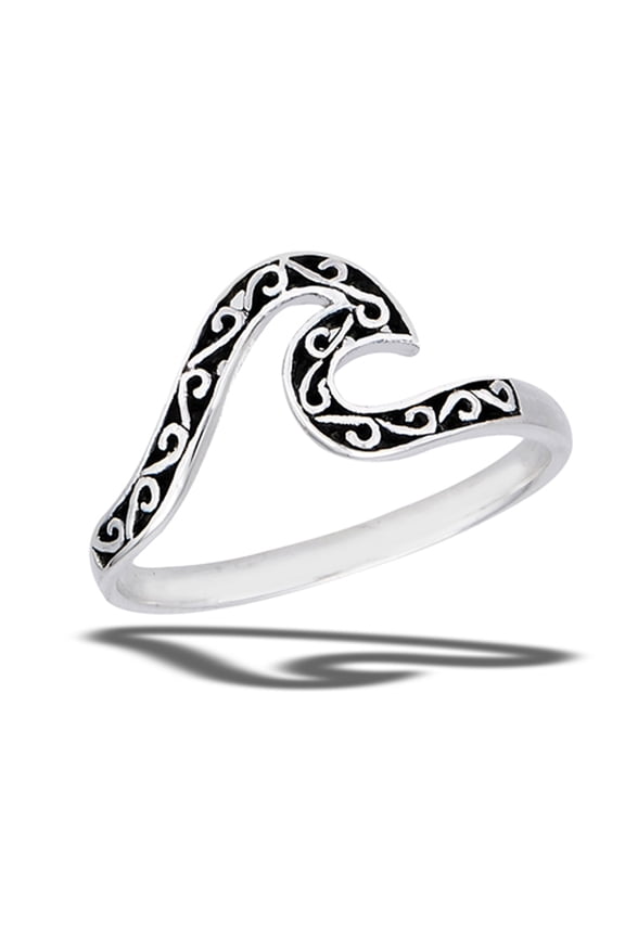 Swirl Wave Ocean Beach Ring .925 Sterling Silver Band Jewelry Female Male Unisex Size 9