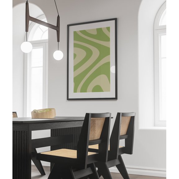 Swirl Zigzag Marble Trendy Green Multiple Sizes Theme No White Border Unframed