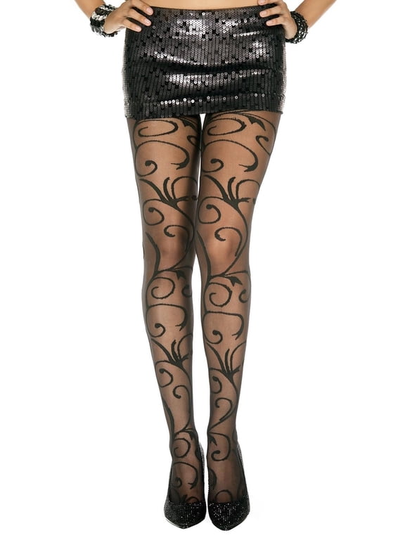 Swirl pattern sheer spandex pantyhose