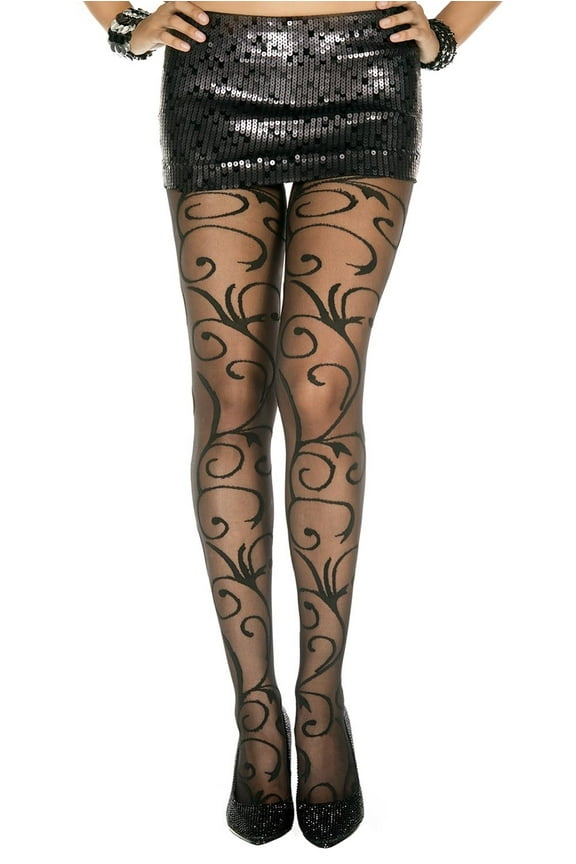 Swirl pattern sheer spandex pantyhose