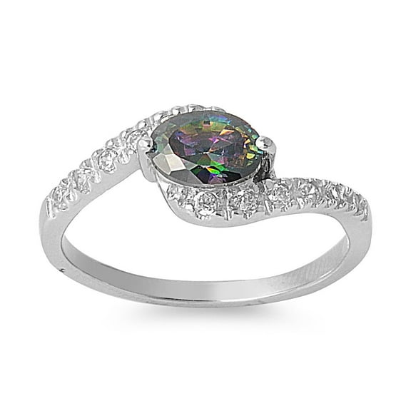 Swirled Destiny Mystic Simulated Topaz Cubic Zirconia Ring Sterling Silver 925