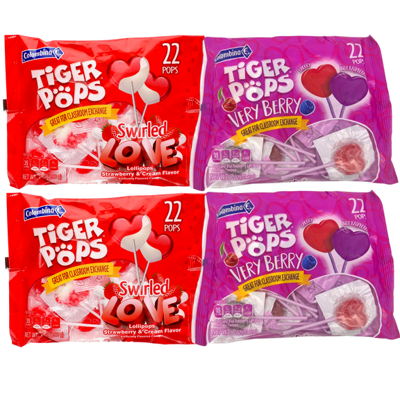 Swirled Love Heart Shaped Lollipops, 4 Packs