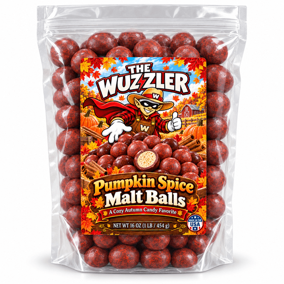 Swirlee Pop Pumpkin Spice Malt Balls, Chocolate-Covered Malted Milk Candy, 1 lb Bag