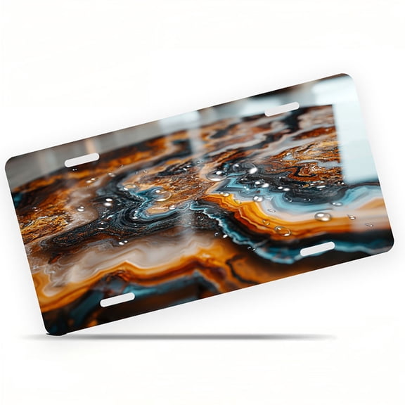 Swirling Agate Pattern Funny Personalized License Plate Rust-proof Stainless Steel Metal License Plate Suitable For Men And Women 12.2" x 6.2"