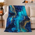 thumbnail image 1 of Swirling Blue Gold Marble Sofa Pumpkins Cat Elegant, Cozy Pet Portrait Pattern, Warm Flannel Blanket for Living Room and Reading Nook, Cat Lovers Halloween Gift, Pet Lover Home Decor, 1 of 9