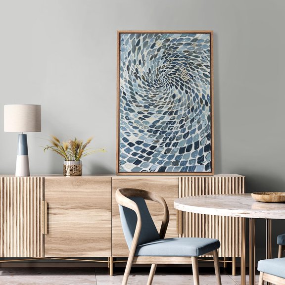 Swirling Blue Pattern Color Block Wall Art Decor Unframed Paper Print