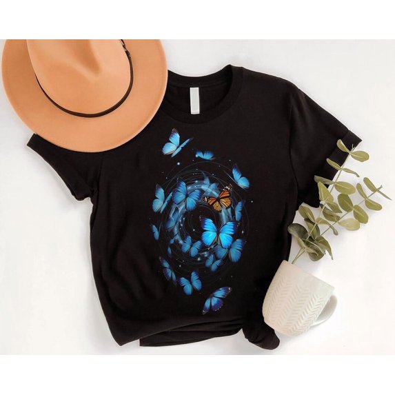 Swirling Butterfly Cotton Tee - Nature Lover Apparel All Size S-5Xl