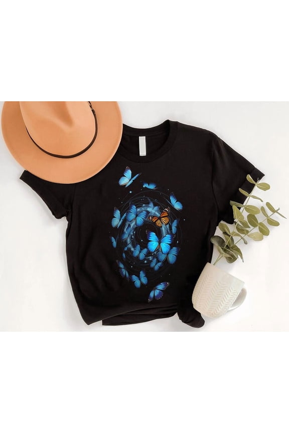 Swirling Butterfly Cotton Tee - Nature Lover Apparel All Size S-5Xl