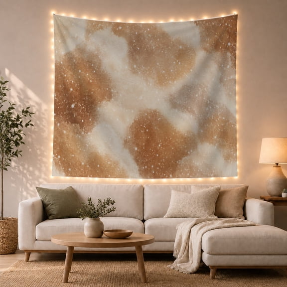 Swirling Earthy Nebula Clouds Against Soft Greyish-Blue Serene Watercolor for Space Lovers Celestial Art Decor Christmas Gift Tapestry Wall Hanging for Bedroom and Living Room