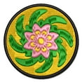 thumbnail image 1 of Swirling Geometrical Flower Applique Multi-Color Embroidered Hook & Loop Patch - 2.5 Inch Small, 1 of 5