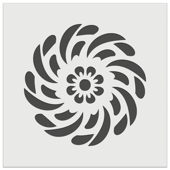 Swirling Geometrical Flower DIY Cookie Wall Craft Stencil - 4.5 Inch