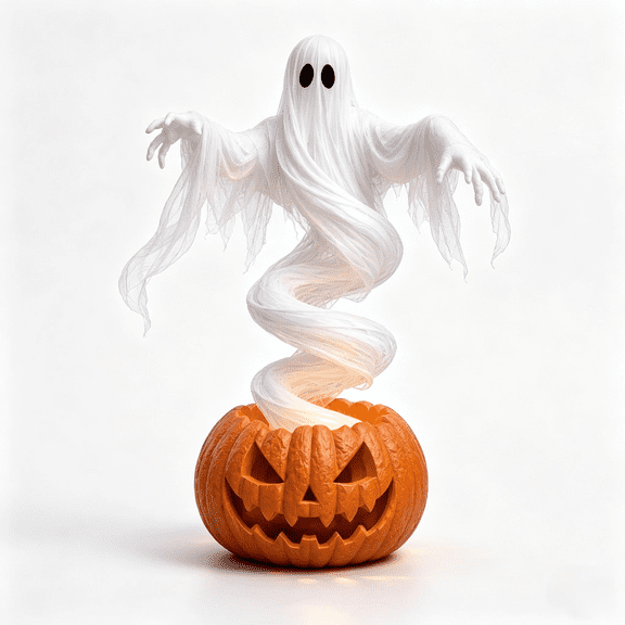 Swirling Ghost Pumpkin Yard Lamp, Translucent Fabric LED Glowing Floating Ghost Pumpkin Light, Halloween Outdoor Lawn Front Entrance Decor