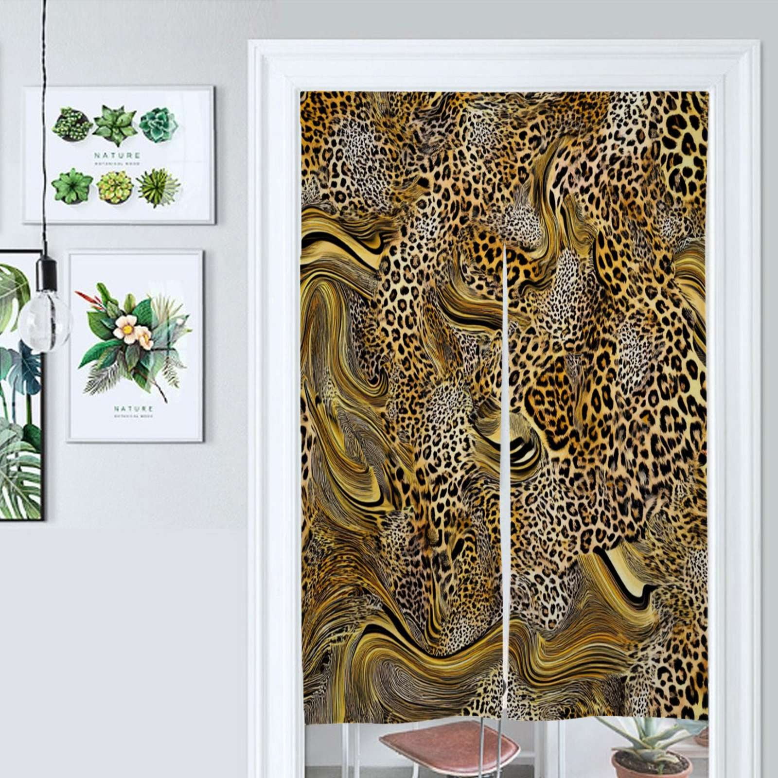 Swirling Leopard Print Abstract Door Curtain Nordic Living Room