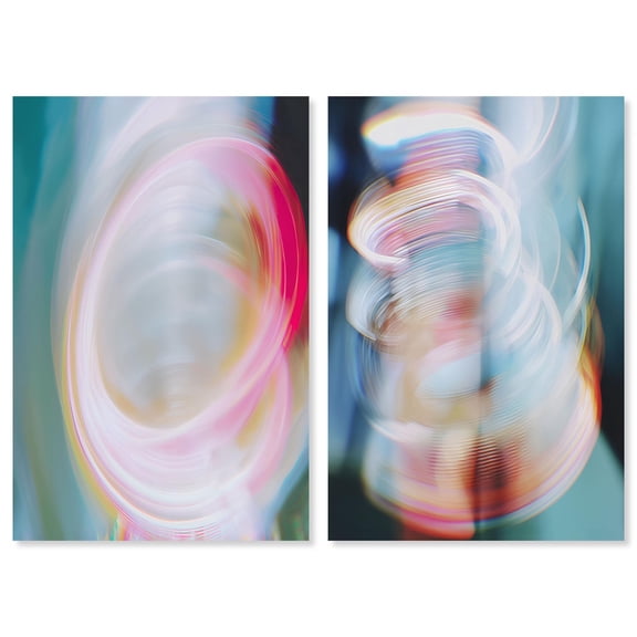 Swirling Light Duo Canvas Print Sunset Pink Wall Decor Set by Art Remedy, Gallery Wrapped, 10 x 15