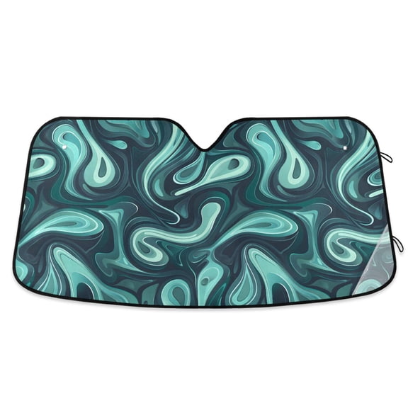 Swirling Liquid Shapes Car Windshield Sun Shade Foldable Car Front Window Visor Heat and UV Protection 53x23.5