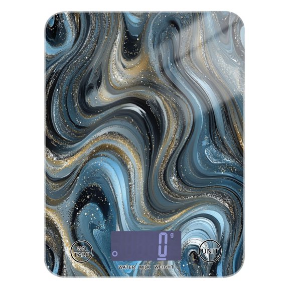 Swirling Metal and Marble Pattern Food Scale Digital Kitchen Scale Waterproof Grams Ounces lbs for For Baking and Cooking