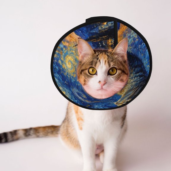 Swirling Night Sky Cat Home Decor Soft Pet Recovery Collar for Cats Small Dogs, Protective Elizabeth Collar for Post-Surgery, Anti-Lick & Anti-Scratch