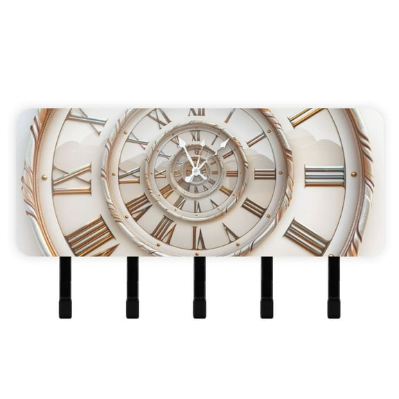 Swirling Numbers Clock Key Holder for Wall Mail Holder Organizer with 5 Key Hooks Wall Mount Key Rack with Shelf