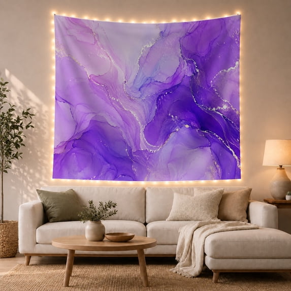 Swirling Purple Fluid Art on Seamless Field, Mystical Abstract for Art Lovers, Contemporary Wall Decor, Housewarming Gift, Tapestry Wall Hanging for Bedroom and Living Room