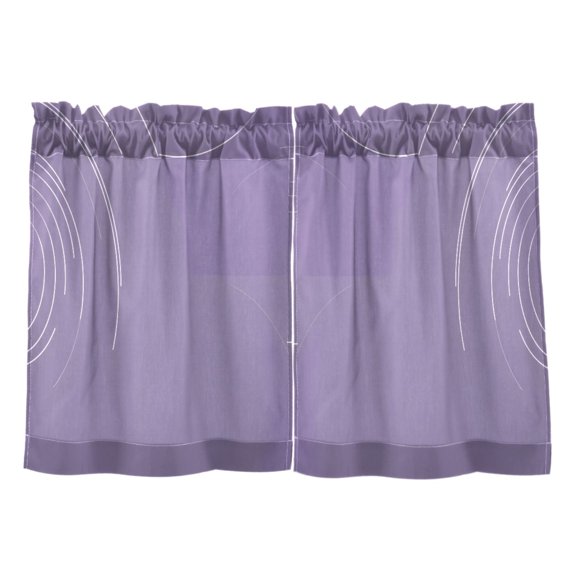 Swirling Purple Lines Kitchen Curtains Tier Set 27x36 Inch 2 Panels Semi Sheer Light Filtering Privacy UV Protection