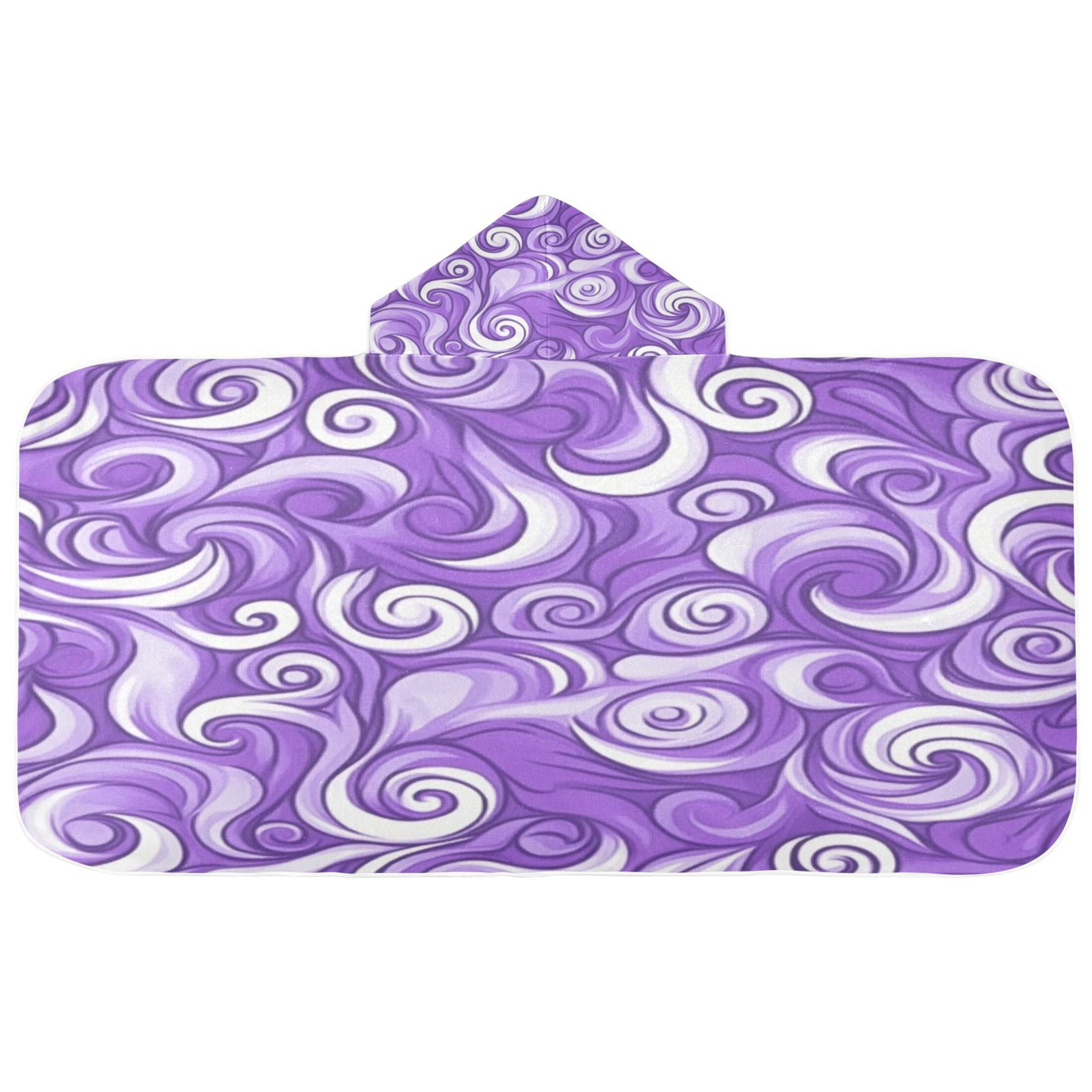 Swirling Purple Waves 50x23.5" Baby Hooded Bath Towel Poncho, Quick-Dry and Triangle Pocket, Kids' Essential