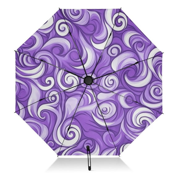 Swirling Purple Waves Extra Large Automatic Umbrella, UV Protection, Waterproof, Auto Open and Close