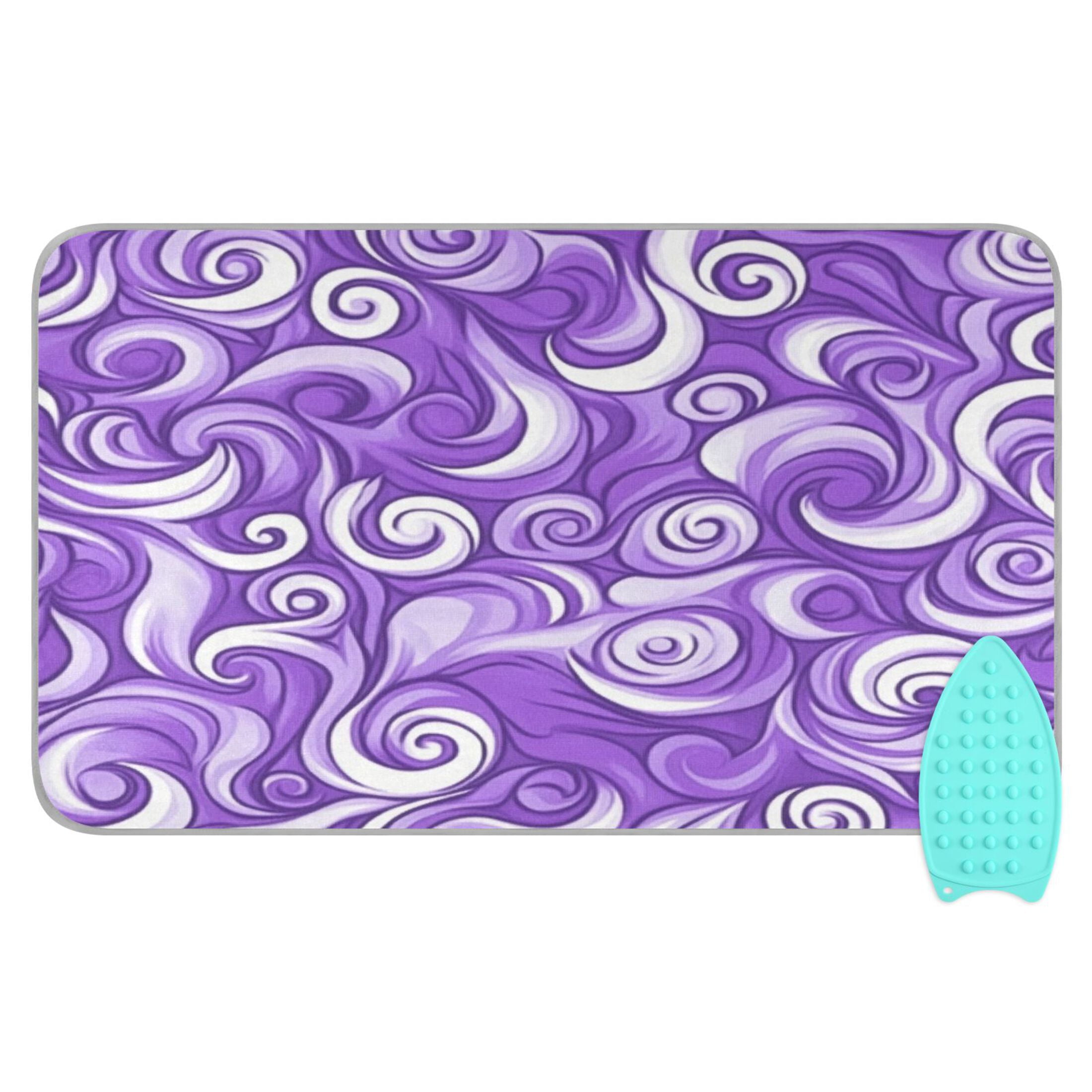Swirling Purple Waves Portable Ironing Mat, Heat-Resistant, Dual-Sided, Foldable for Easy Storage