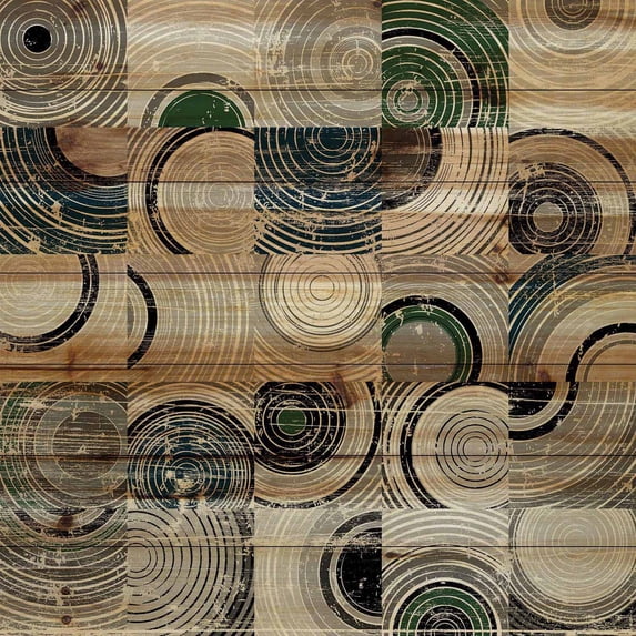 "Swirling Rings" Painting Print on Natural Pine Wood
