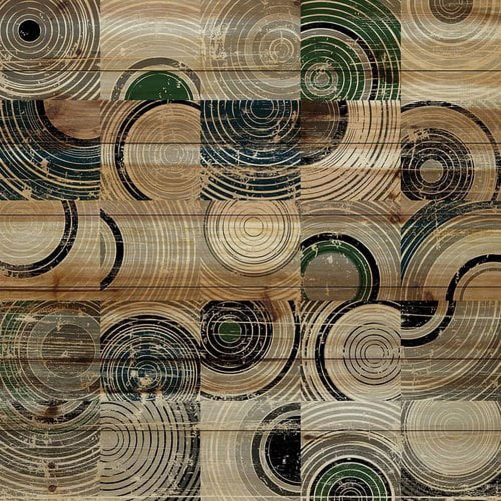 "Swirling Rings" Painting Print on Natural Pine Wood