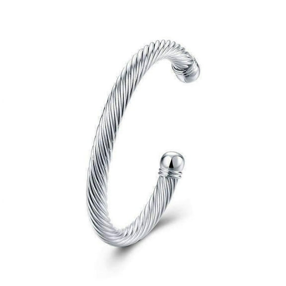 Swirling Silver Bold Bangle Cuff Bracelet For Woman