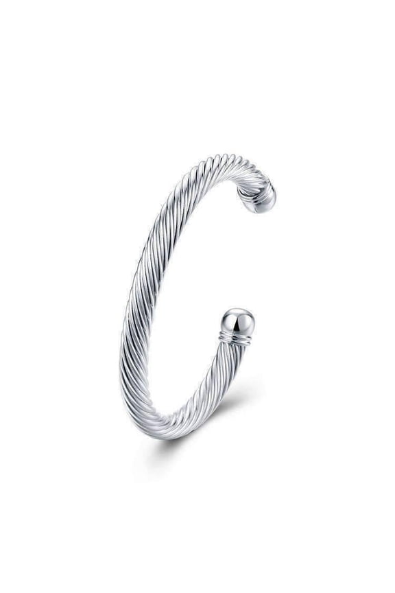 Swirling Silver Bold Bangle Cuff Bracelet For Woman