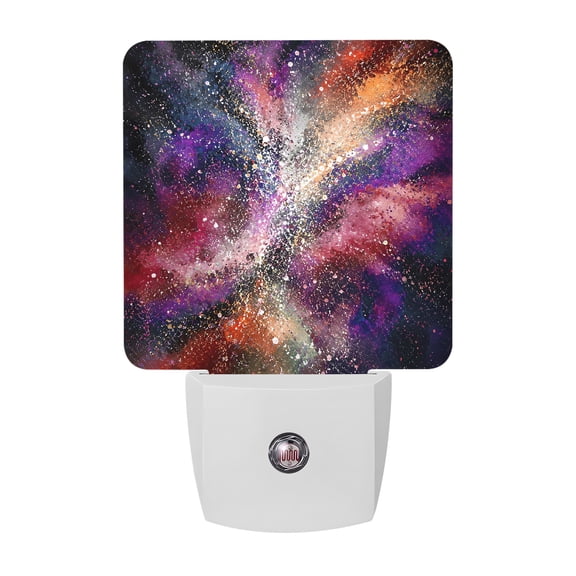 Swirling Star Dust Night Lights, Abstract Purple Galaxy Glowing Cosmic Cloud Smart Auto Dusk to Dawn Sensor Nightlights Plug-in Nightlight for Bedroom Bathroom Living Room Kitchen Hallway