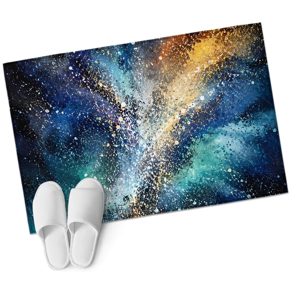 Swirling Star Dust Rectangle Area Rug 2x3ft Abstract Blue Galaxy Glowing Cosmic Cloud Washable Rugs for Living Room, Non Slip Soft Carpet for Bedroom Entryway Dining Room