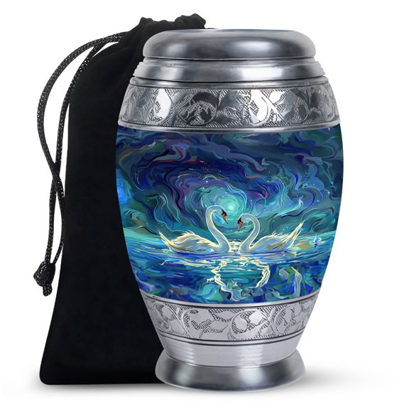 Swirling Swan Nebula Swirling Swan Nebula - Urns For Human Ashes Adult Woman - Unique Large Funeral Urn For Adult Male Ashes - Timeless Urns 10 Inch