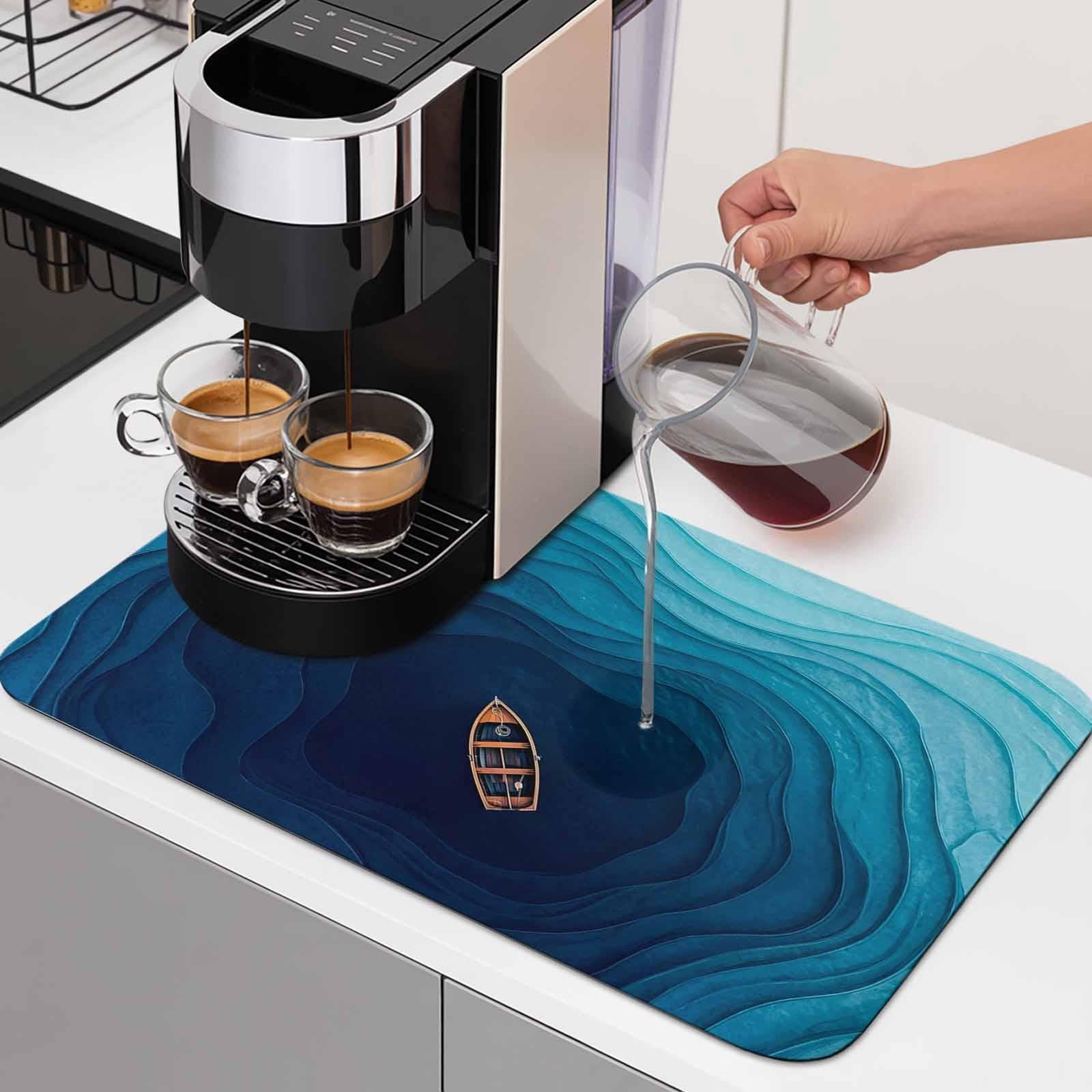 Swirling Vortex Dish Drying Mats for Kitchen Counter, Coastal Orange ...
