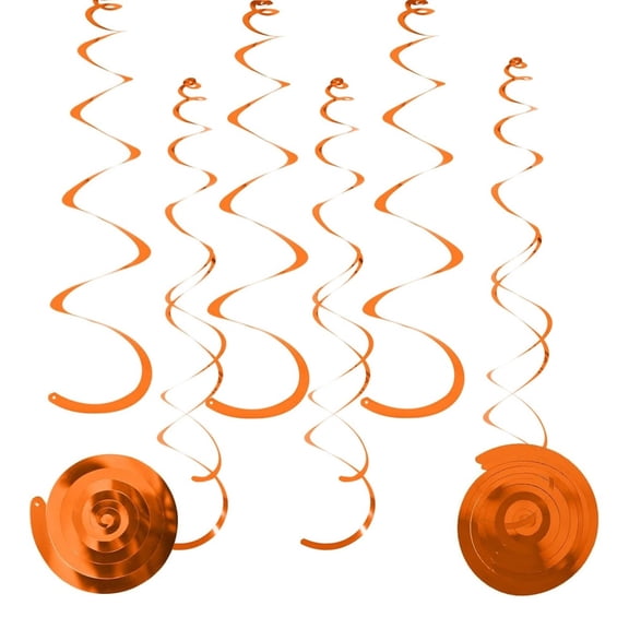 Swirls Party Decorations,Orange Hanging Plastic Streamer,Graduation Celebration Swirl,Party Decorations for Indoor and Outdoor(12 Double-Swirls,12 Single-Swirls)