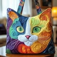 thumbnail image 1 of Swirly Cat Quilted Tote Bag,Handmade Patchwork Tote,Women Shoulder Bag,Gift For Her, 1 of 2