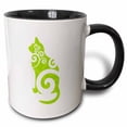 thumbnail image 1 of 3drose, Swirly Cat Silhouette Green, 11oz Two-tone Black Mug, 1 of 6