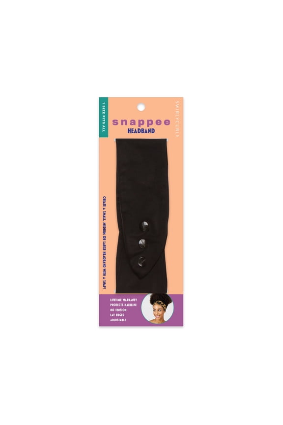 Snappee Adjustable Headband with EdgeProtect™ | Black | - Turban Twist-Wide Fabric Hair Band-Elastics-Headwrap-Hair Accessories for Women