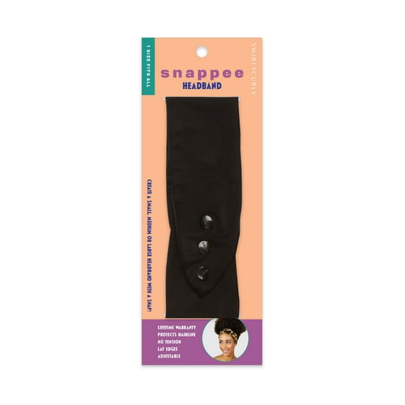 Snappee Adjustable Headband with EdgeProtect™ | Black | - Turban Twist-Wide Fabric Hair Band-Elastics-Headwrap-Hair Accessories for Women