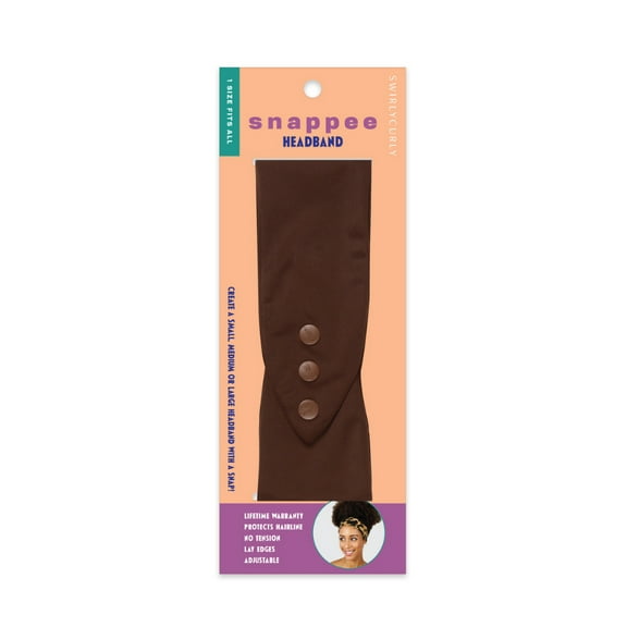 Snappee Adjustable Headband with EdgeProtectâ„¢ | Brown | - Turban Twist-Wide Fabric Hair Band-Elastics-Headwrap-Hair Accessories for Women
