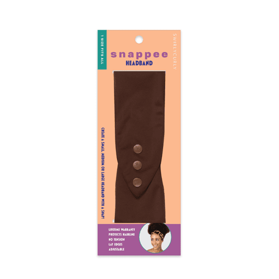Snappee Adjustable Headband with EdgeProtect™ | Brown | - Turban Twist-Wide Fabric Hair Band-Elastics-Headwrap-Hair Accessories for Women