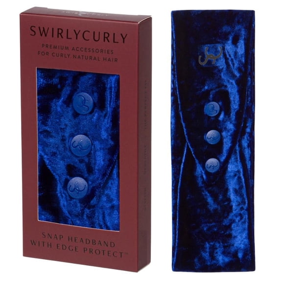 Swirly Curly Headbands for Women, Adjustable Wide Fabric Fashion Headband, Turban Twist Top Knot Hairband, Non Slip Elastic Headwrap Hair Accessories, Velvet – Blue