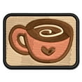 thumbnail image 1 of Swirly Latte Coffee Mug with Heart Applique Multi-Color Embroidered Hook & Loop Patch - 3 Inch Medium, 1 of 5